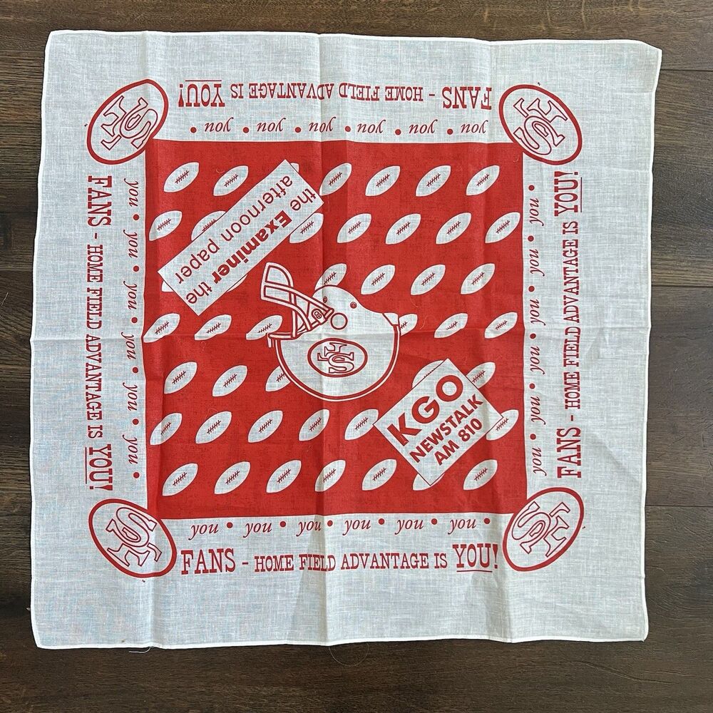 Vintage The Examiner KGO AM 810 San Francisco 49ers Fans Bandana Scarf New White